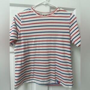KULE White Red and Blue Striped Short Sleeve Tee